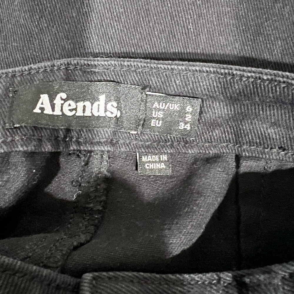 Afends Black High Rise Straight Leg Jeans - Picture 6 of 7
